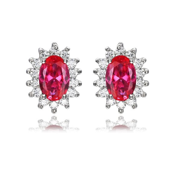 ❤️ 1.2ct Ruby Earrings - 925 Sterling Silver - Picture 4 of 9